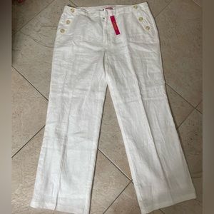 Catherine Malandrino White Linen Pants, XL